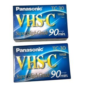 Panasonic VHS-C TC-30 Blank Tapes 2 Pack Super High Grade New Sealed 90 Minute